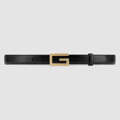Gucci Unisex Leather Belt with G Buckle-Black