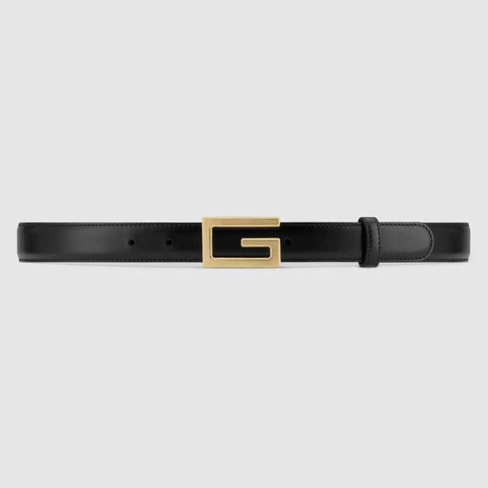 Gucci Unisex Leather Belt with G Buckle-Black