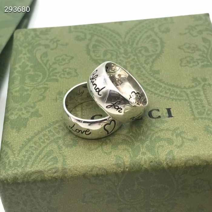 Gucci Unisex Blind For Love Silver Eye Hearts Birds Flowers Interlocking G 925 Sterling Silver