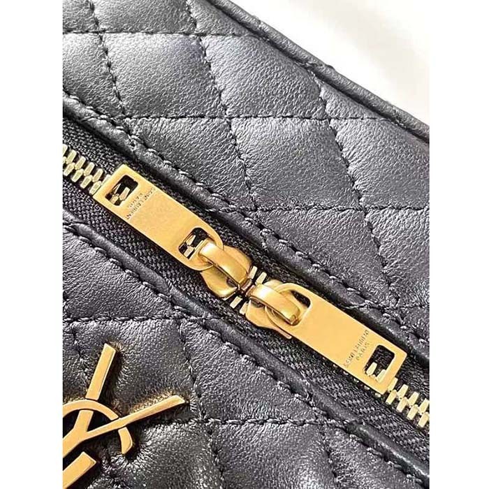 Saint Laurent YSL Women Gaby Vanity Bag Lambskin Black Leather