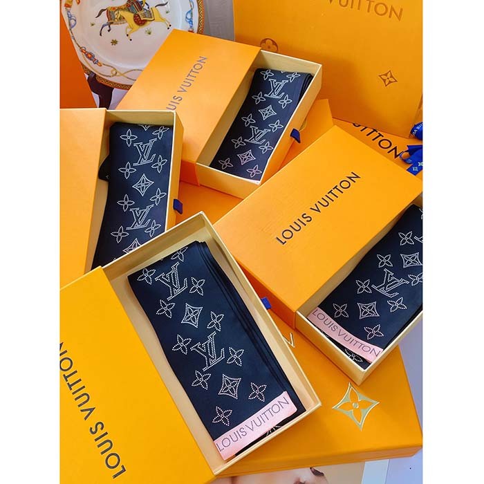 Louis Vuitton Women LV Mahina Flight Mode Classic Bandeau Black Silk Inkjet Monogram