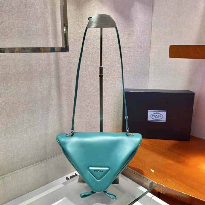 Prada Women Padded Nappa Leather Handbag-Lime