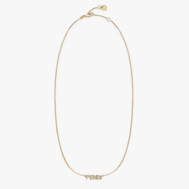 Fendi Women Signature Gold-colored Nnecklace Clip Closure