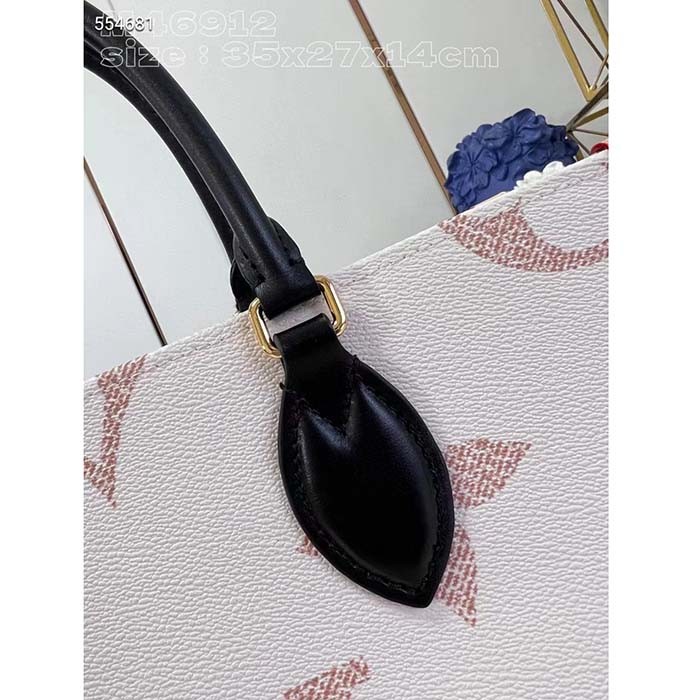 Louis Vuitton Unisex OnTheGo MM Tote Monogram Dune Coated Canvas Cowhide Leather M46912