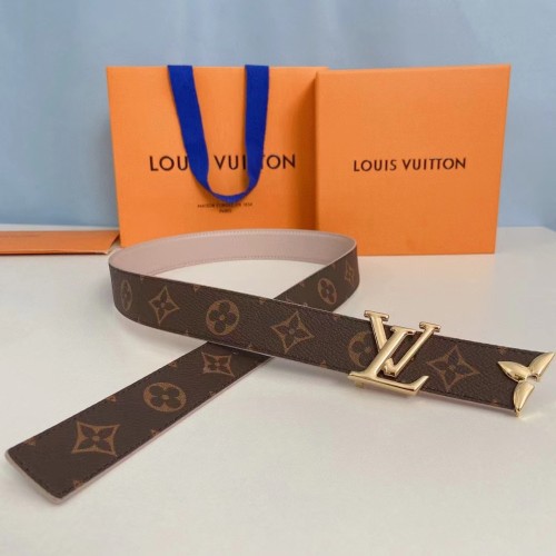 Louis Vuitton Unisex LV Pretty LV 30 MM Reversible Belt Monogram Canvas Jasmine Pink Leather