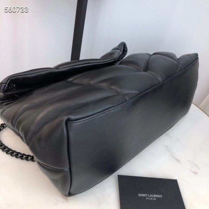 Saint Laurent YSL Women Puffer Medium Nappa Leather Black Lambskin Metal