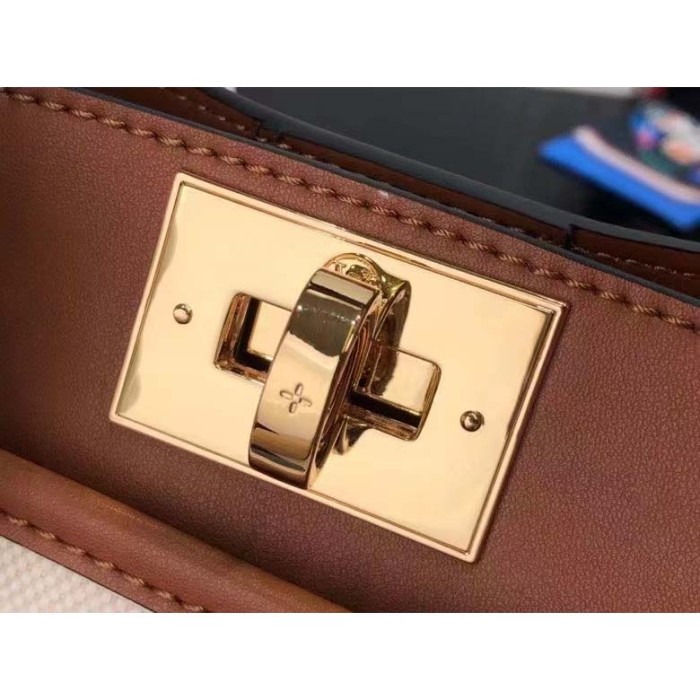 Louis Vuitton Women On My Side PM Tote Bag Brown Canvas Smooth Cowhide