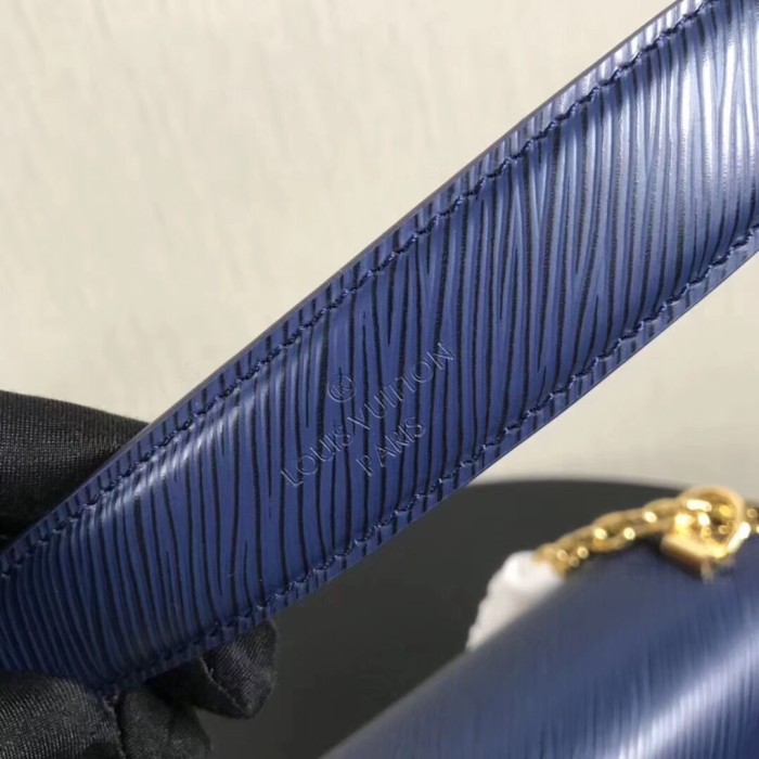 Louis Vuitton LV Women Twist MM Handbag Indigo Blue Epi Grained Cowhide Leather