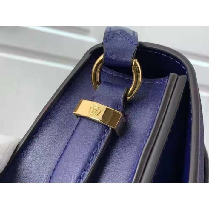 Louis Vuitton LV Women Pont 9 Soft MM Handbag Blue Grained Calfskin