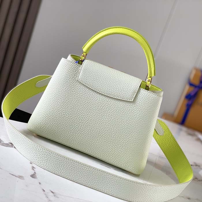 Louis Vuitton LV Women Capucines BB Handbag Snow White Cedrat Santorin Taurillon Leather