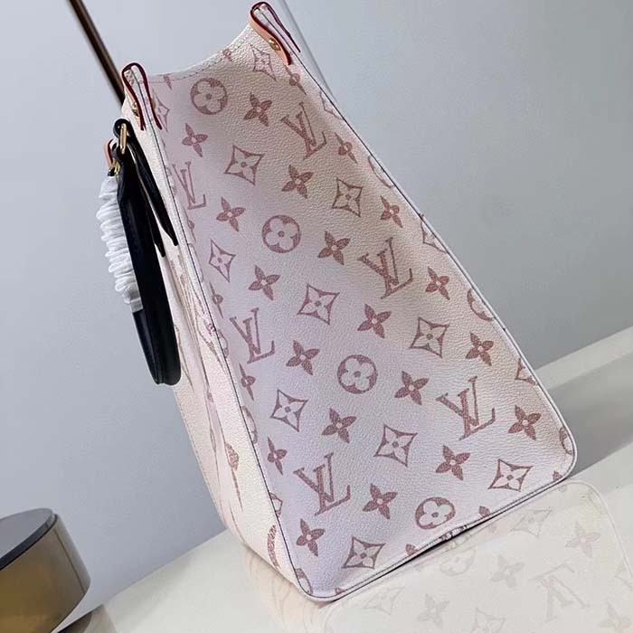 Louis Vuitton Unisex OnTheGo MM Tote Monogram Dune Coated Canvas Cowhide Leather M46912