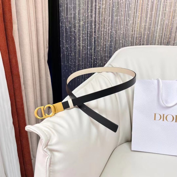 Dior CD Unisex 30 Montaigne Reversible Belt Black Latte Smooth Calfskin 20 MM Width