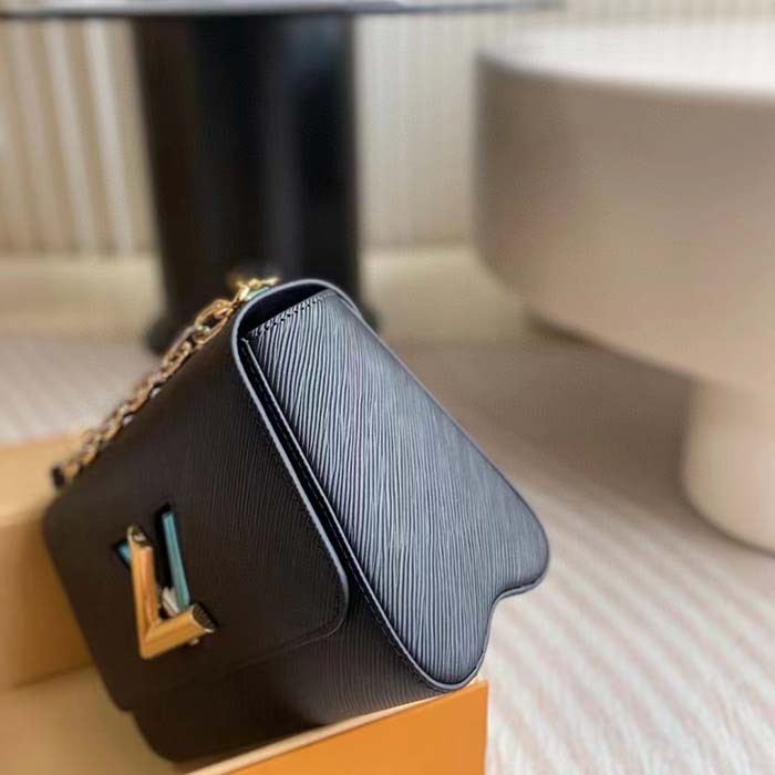 Louis Vuitton LV Women Twist MM Black Epi Grained Smooth Cowhide Leather
