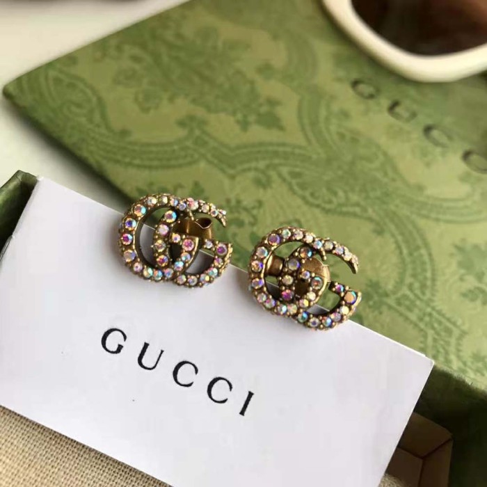 Gucci Women Crystal Double G Earrings