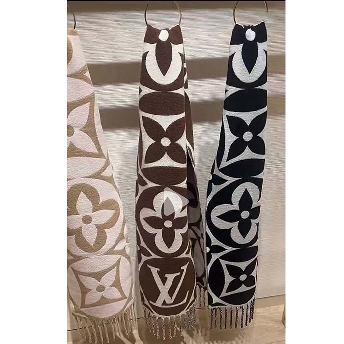 Louis Vuitton Unisex LV Medallion Scarf Brown Wool Jacquard M79215