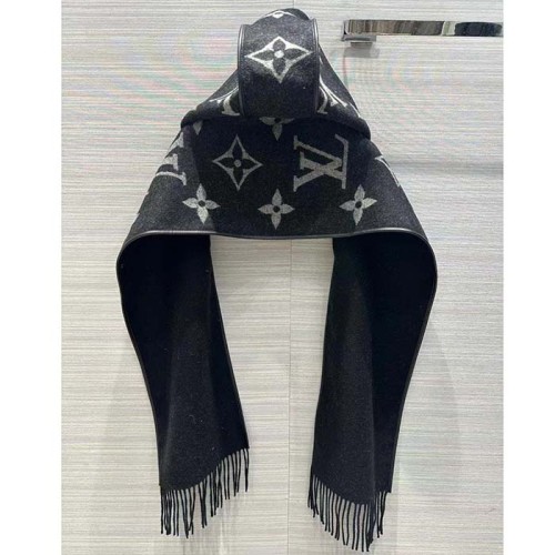 Louis Vuitton LV Unisex Fall For You Scarf Black Wool Cashmere Jacquard Weave Monogram