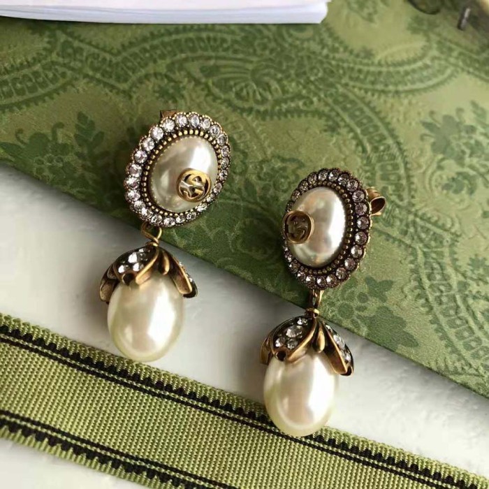 Gucci Women Interlocking G Pearl Earrings
