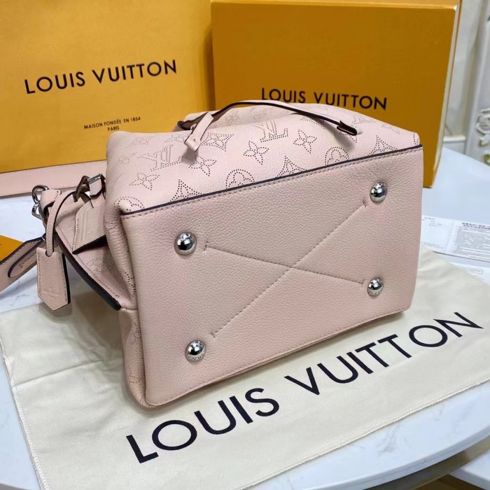 Louis Vuitton LV Women Muria Bucket Bag Galet Gray Mahina Perforated Calf Leather