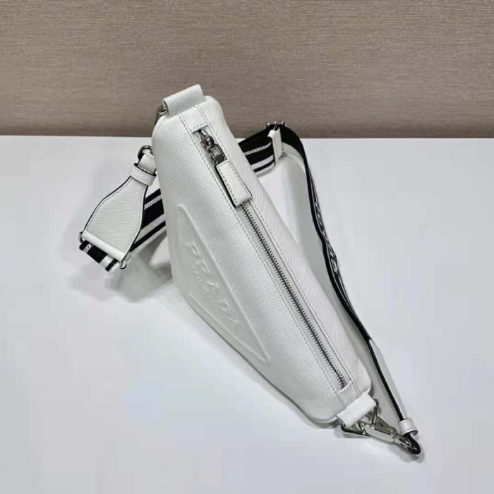Prada Women Saffiano Prada Triangle Bag-White