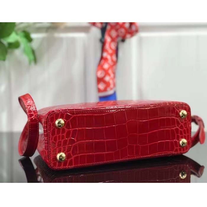 Louis Vuitton LV Women Capucines BB Handbag Red Crocodilien Brillant Savoir Faire