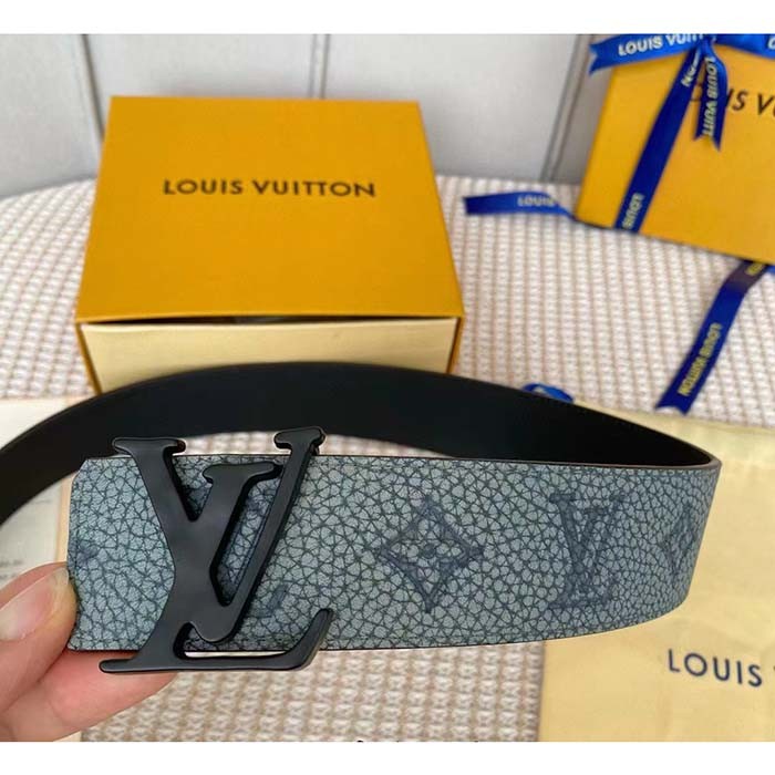Louis Vuitton Unisex LV Shape MNG Climbing 40 MM Reversible Belt Grey Monogram Taurillon Leather