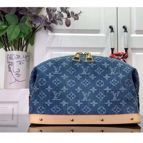 Louis Vuitton Unisex Pochette Cosmétique GM Bleu Denim Blue Monogram Global Organic Textile-Certified Cotton Canvas