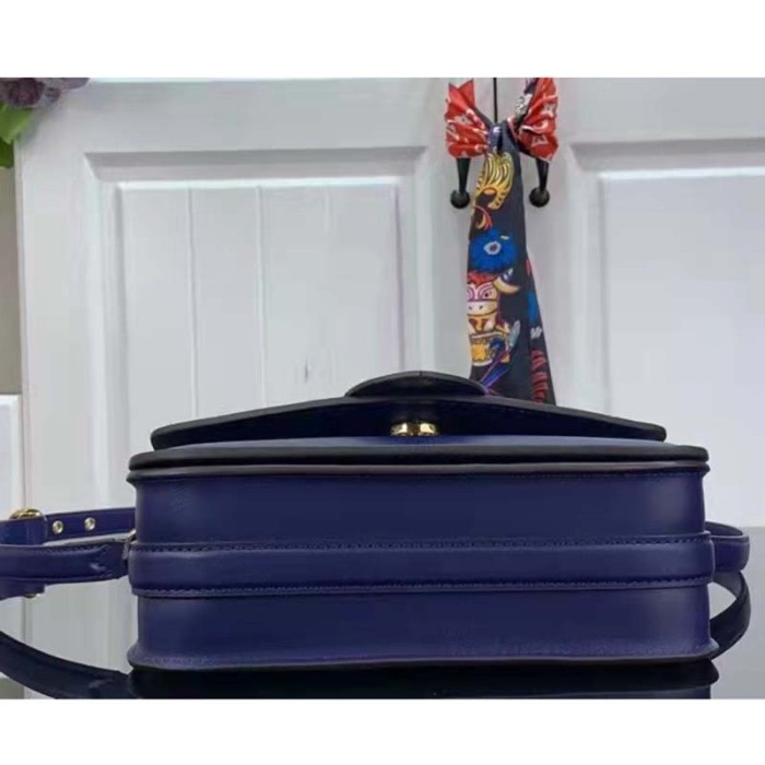 Louis Vuitton LV Women Pont 9 Soft MM Handbag Blue Grained Calfskin