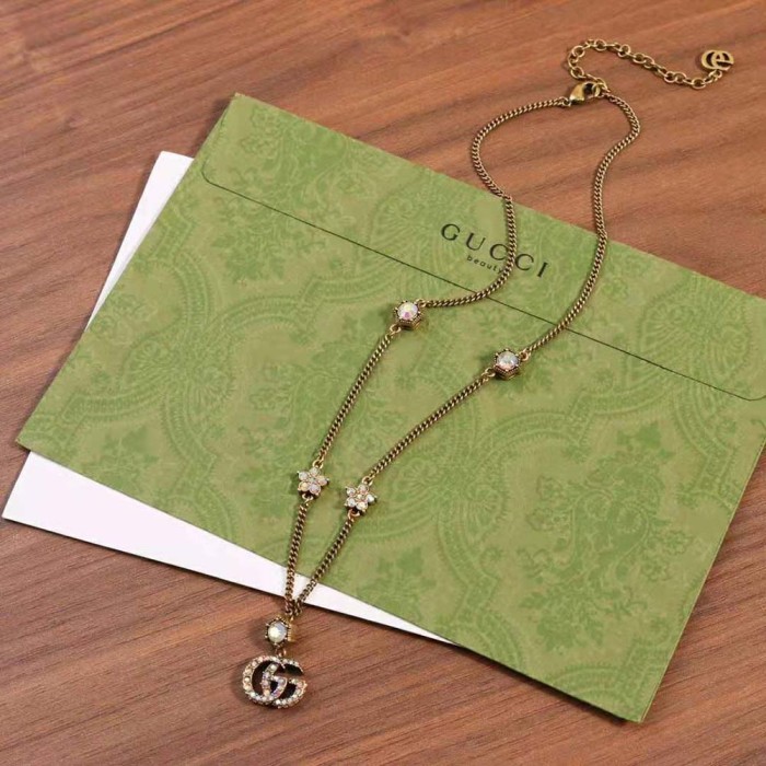 Gucci Women Double G Necklace with Crystals