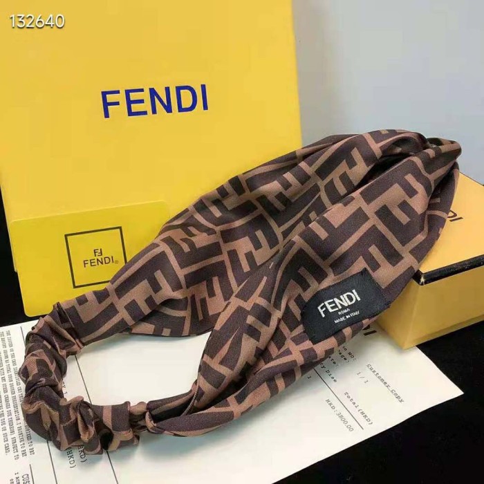 Fendi Women FF Band FF Band Brown Silk Bandeau Top