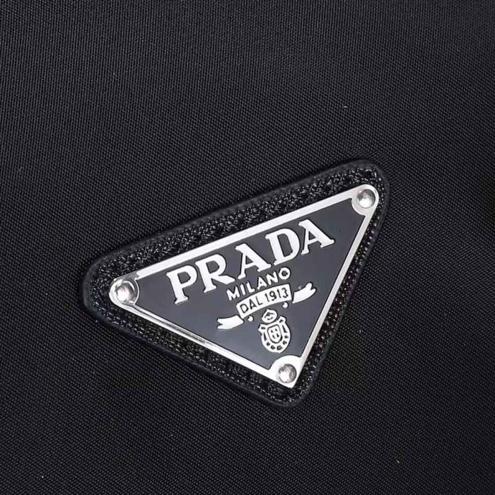 Prada Unisex Re-Nylon Saffiano Leather Handles Duffle Black Bag