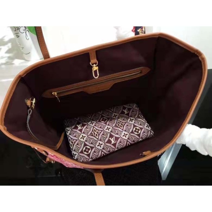 Louis Vuitton LV Women Since 1854 Neverfull MM Tote Red Monogram Flowers Canvas