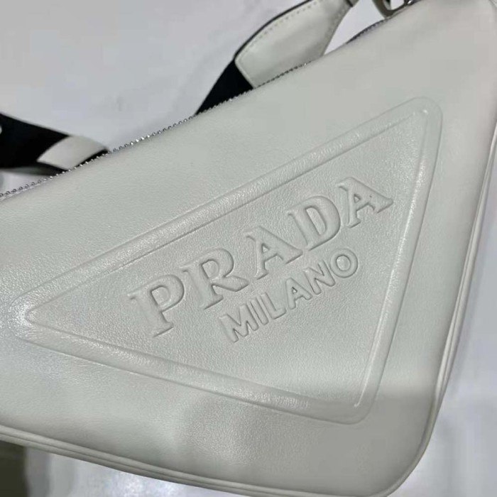 Prada Women Leather Triangle Shoulder Bag-Yellow