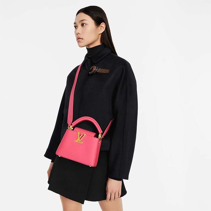 Louis Vuitton LV Women Capucines Mini Handbag Dragon Fruit Pink Cedrat Taurillon Leather