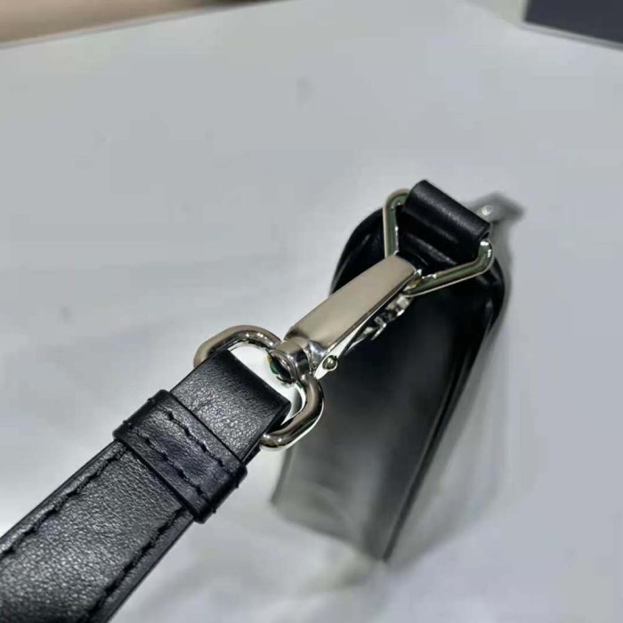 Prada Women Leather Triangle Leather Pouch-Black