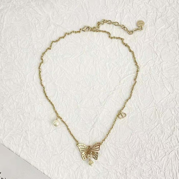 Dior Women Métamorphose Necklace Gold-Finish Metal and White Resin Pearls