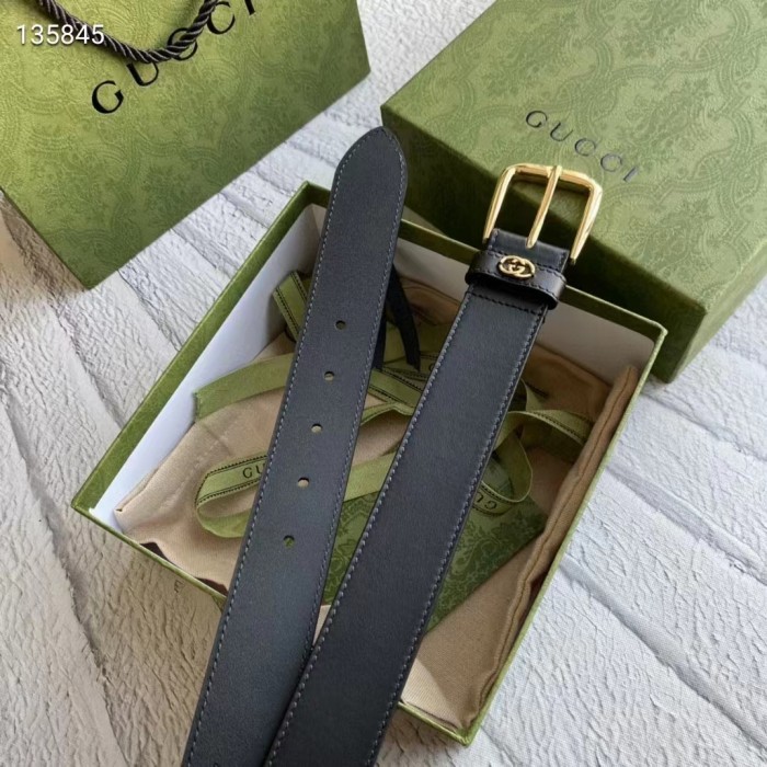 Gucci Unisex GG Belt with Square Buckle and Interlocking G 3.6 cm Width