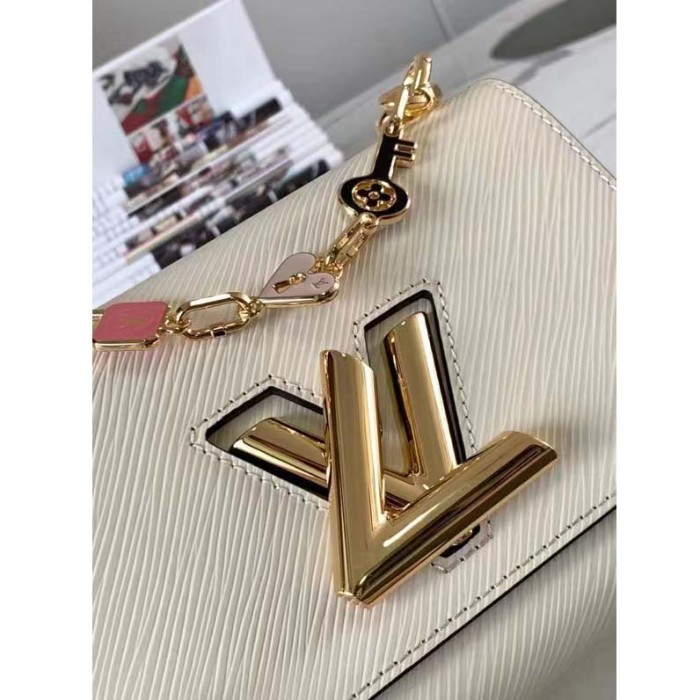 Louis Vuitton LV Women Twist PM Handbag Quartz White Epi Grained Leather