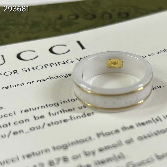 Gucci Unisex Icon Ring Yellow Gold Interlocking G 18k Yellow Gold White Zirconia