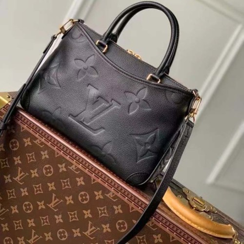 Louis Vuitton LV Women Trianon PM Bag Black Embossed Grained Cowhide Leather