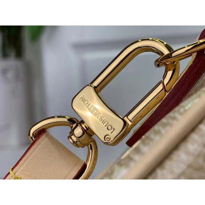 Louis Vuitton LV Women Nano Speedy Beige Monoglam Coated Canvas Zip Closure