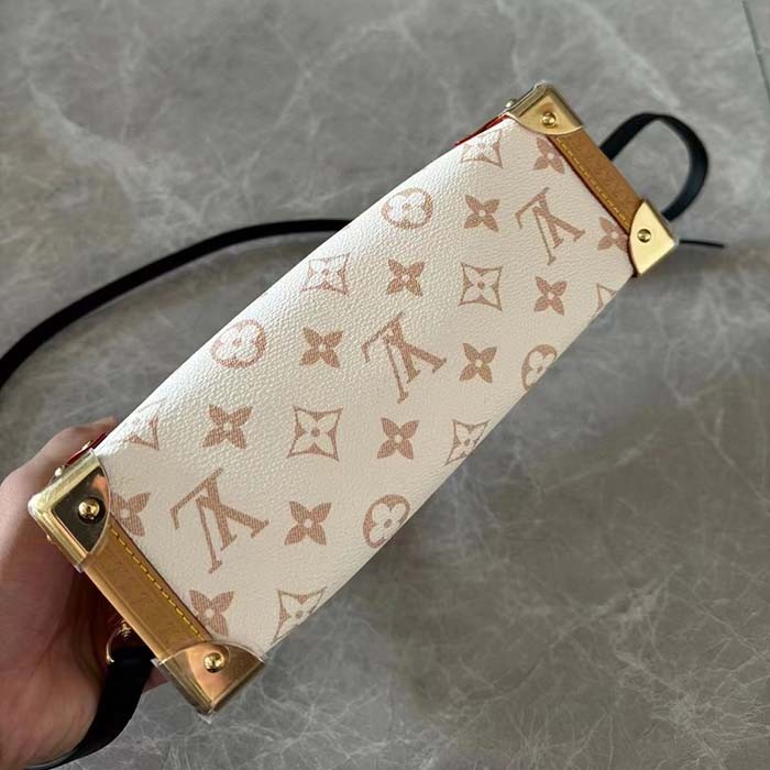 Louis Vuitton LV Women Side Trunk MM Monogram Dune Coated Canvas Cowhide-Leather