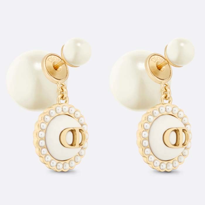 Dior Women Dior Tribales Earrings White Resin Pearls Latte Glass