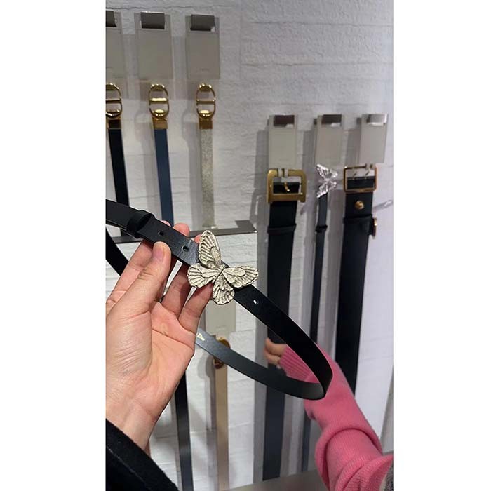 Dior Unisex CD Dior Métamorphose Belt Black Ultrasmooth Calfskin Leather 20 MM Width