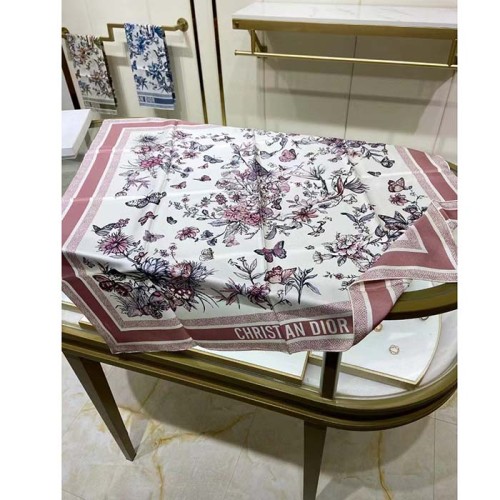 Dior Women CD Toile De Jouy Mexico 90 Square Scarf Pink Silk Twill