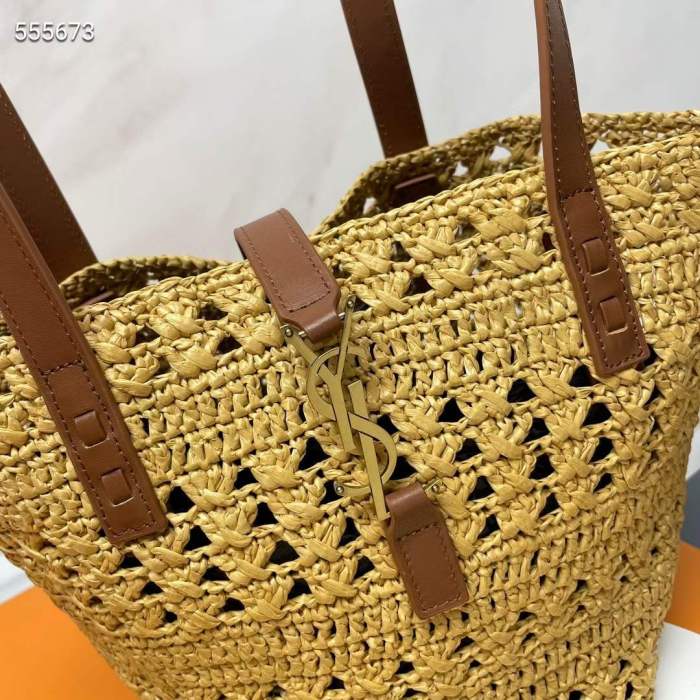 Saint Laurent YSL Women Panier Small Bag Raffia Sandy