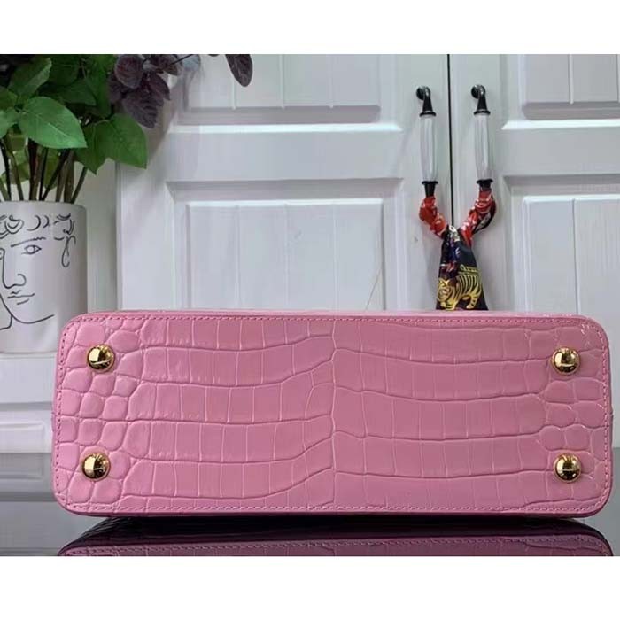 Louis Vuitton LV Women Capucines MM Handbag Pink Crocodilien Brillant Savoir Faire