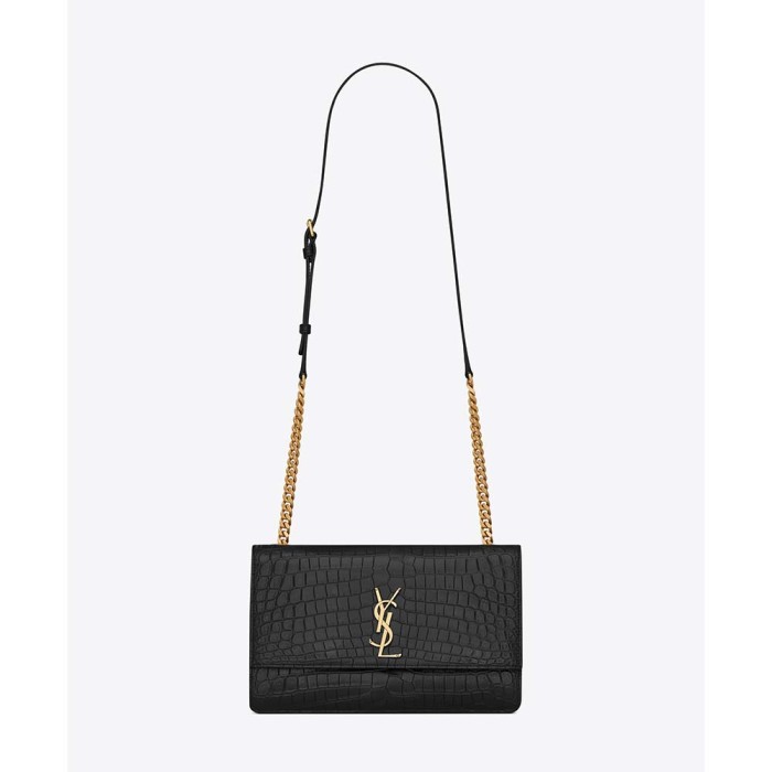 Saint Laurent YSL Women Sunset Medium Supple Crocodile Embossed Leather