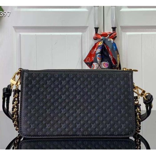 Louis Vuitton LV Women Lexington Pouch Black Monogram-Embossed Calf Leather