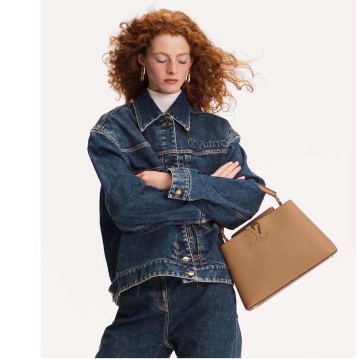 Louis Vuitton LV Women Capucines MM Handbag Gold Arizona Taurillon Cowhide