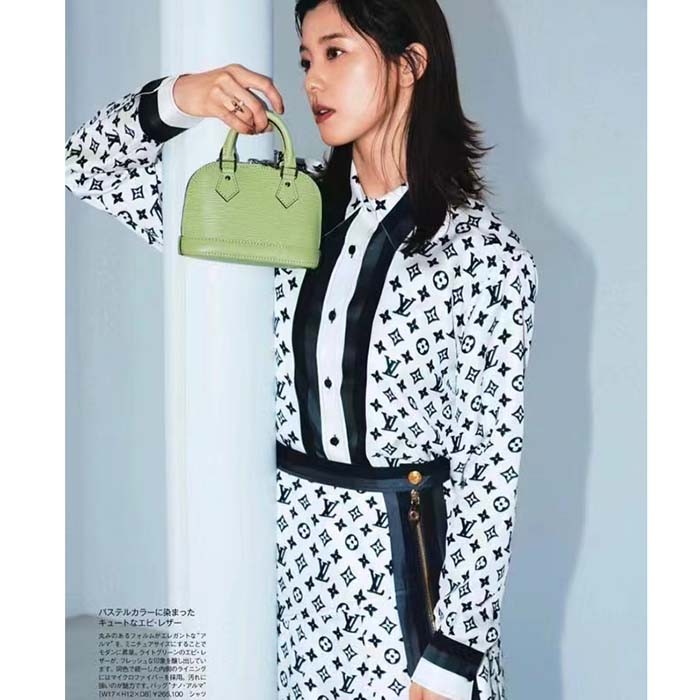 Louis Vuitton LV Women Nano Alma Handbag Vert Noto Green Epi Grained Cowhide Leather